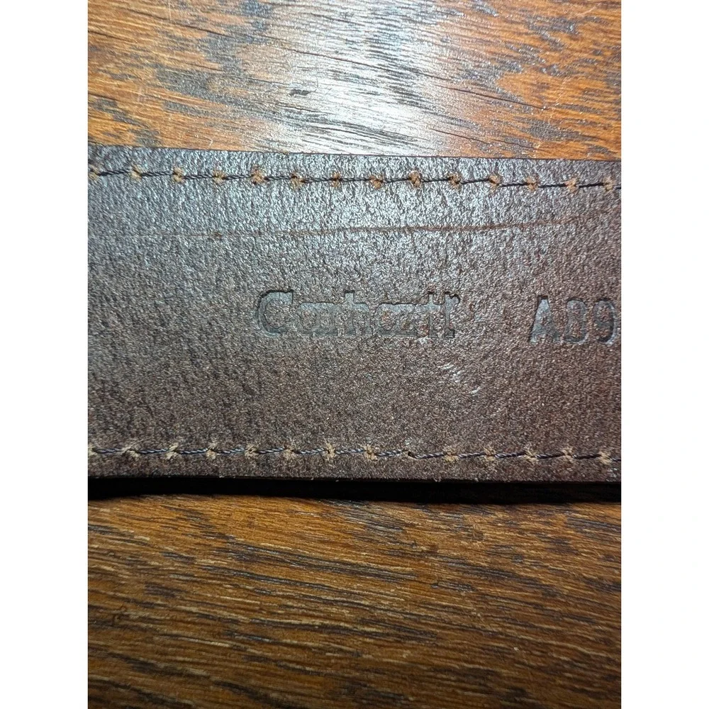 Carhartt Leather Belt Mens 44 Brown Like New Top Grain English Bridle Brass